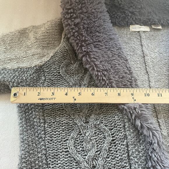 Sleeping On Snow Cardigan Women Large Gray Penny Lane Wool Yak Blend Cable Knit - Picture 6 of 11